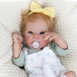 Realistic Reborn Baby Dolls Girl 18-Inch White Green Newborn Dolls Birthday Gift